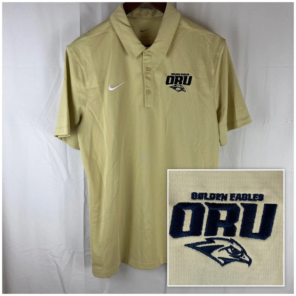 Oral Roberts Golden Eagles Nike Polo ORU Mens Medium Gold Dri-FIT‎ CI4470-783